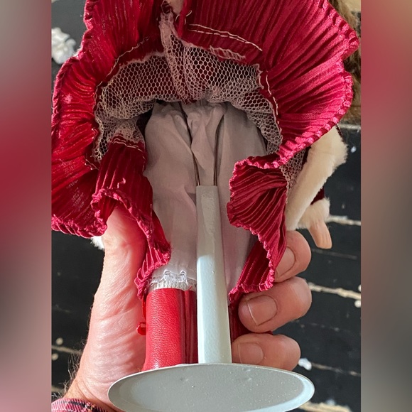 DEPARTMENT 56 Brunette 12” Porcelain Doll New in Box W/ Stand Red Oufit Clothes - Picture 9 of 10